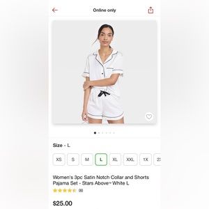 Target Stars Above - Women’s 3pc Satin Notch Collar and Shorts Pajama Set